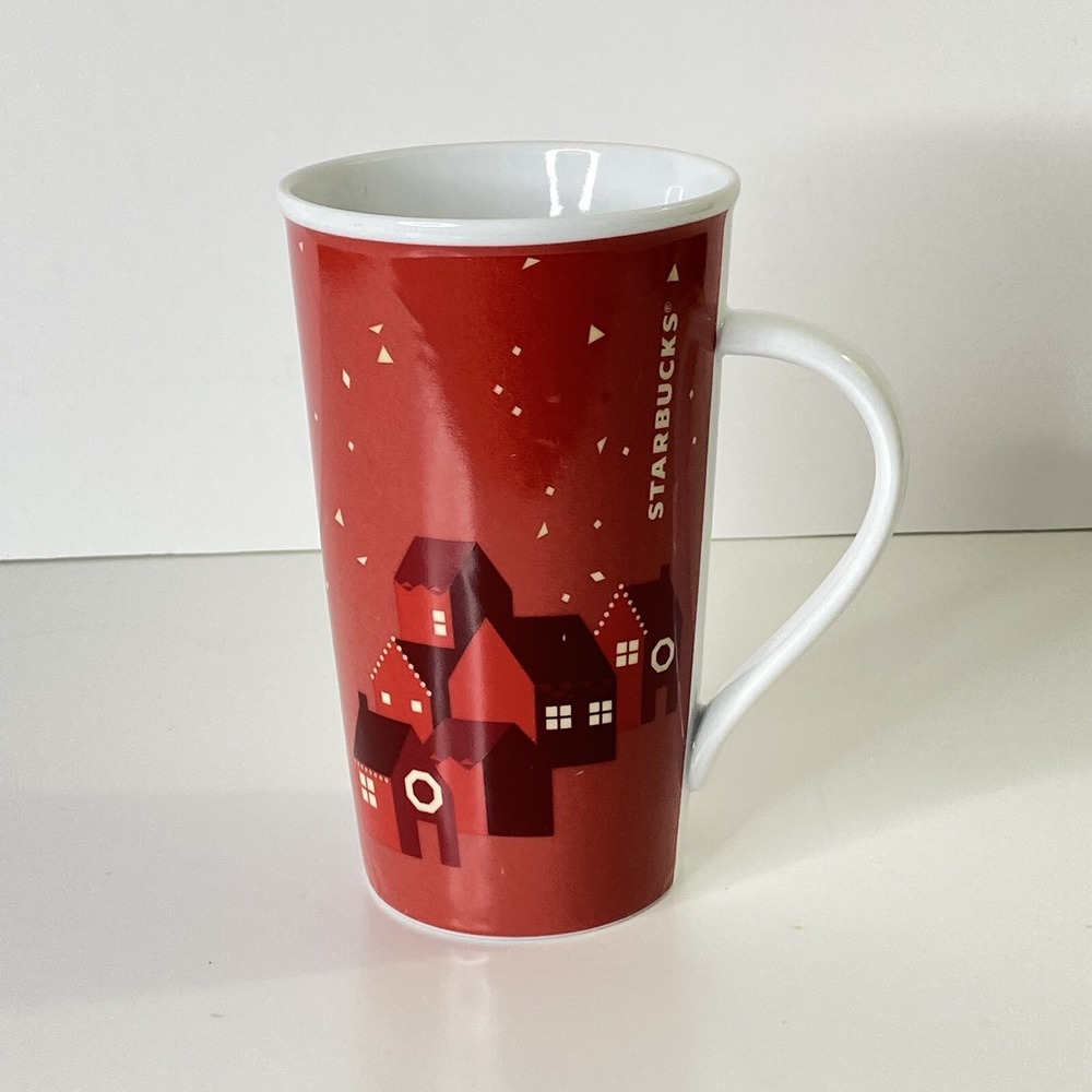 Starbucks Coffee Co.‎ 2013 Ceramic Christmas Holiday Red Village Cup Mug 16 Oz
